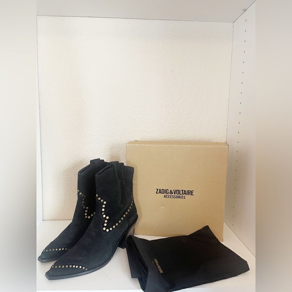 Zadig & Voltaire Cara Suede Cowboy Boot 36/5-5.5 New - Picture 7 of 17